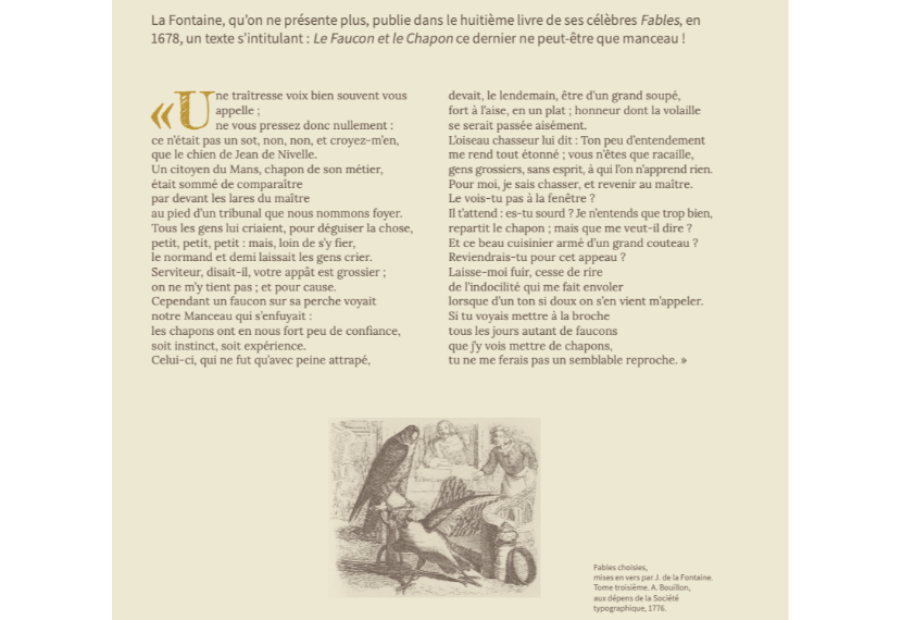 Extrait du livre Loué La Belle histoire - Jean de la Fontaine et les volailles de Loué