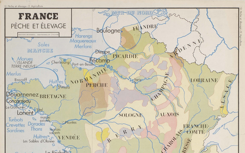 Carte de France - 1950 - Pèche et élevage