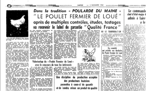 Ouest-France 1960 - Le poulet fermier de Loué label "Qualité France"